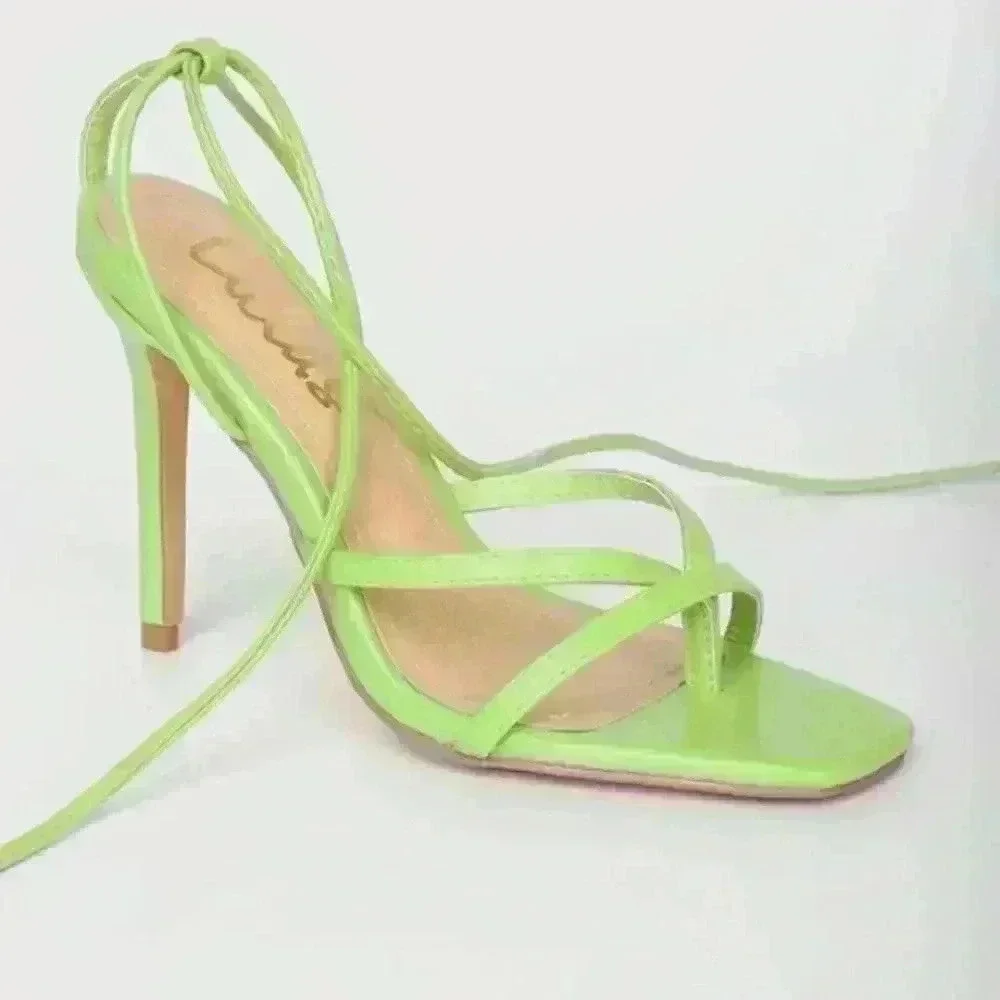 Simonee Lime Green Lace-Up High Heel Sandals new without tag